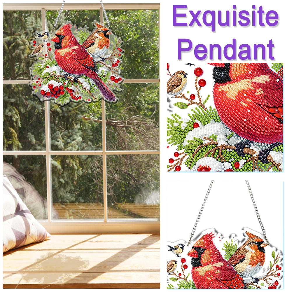 Acrylic 2D Flat DIY Christmas Cardinal Diamond Art Pendant Wall Decoration