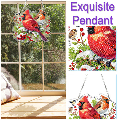 Acrylic 2D Flat DIY Christmas Cardinal Diamond Art Pendant Wall Decoration