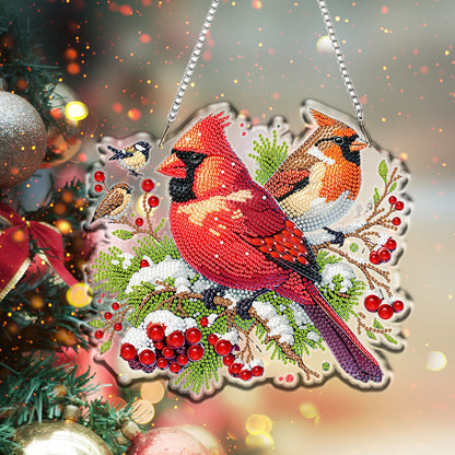 Acrylic 2D Flat DIY Christmas Cardinal Diamond Art Pendant Wall Decoration