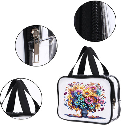 DIY Tree of Life Diamond Art Rhinestone Makeup Bag Transparent PVC Storage Pack