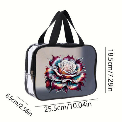 DIY Flower Diamond Art Rhinestone Makeup Bag Transparent PVC Storage Pack Gift