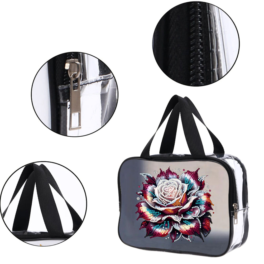 DIY Diamond Art Rhinestone Makeup Bag Crystal Transparent PVC Storage Pack Gift