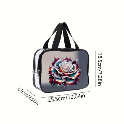 DIY Flower Diamond Art Rhinestone Makeup Bag Transparent PVC Storage Pack Gift
