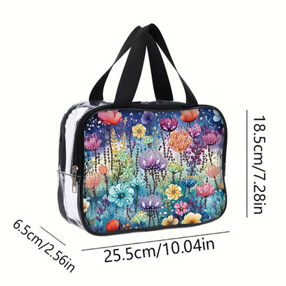 DIY Flower Diamond Art Rhinestone Makeup Bag Transparent PVC Storage Pack Gift