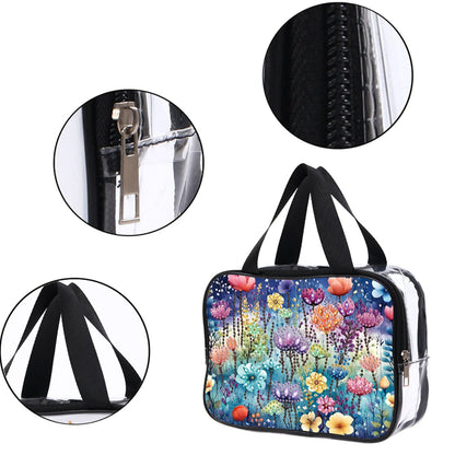 DIY Flower Diamond Art Rhinestone Makeup Bag Transparent PVC Storage Pack Gift