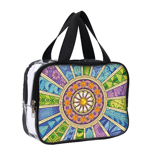 DIY Mandala Diamond Art Rhinestone Makeup Bag Transparent PVC Storage Pack Gift