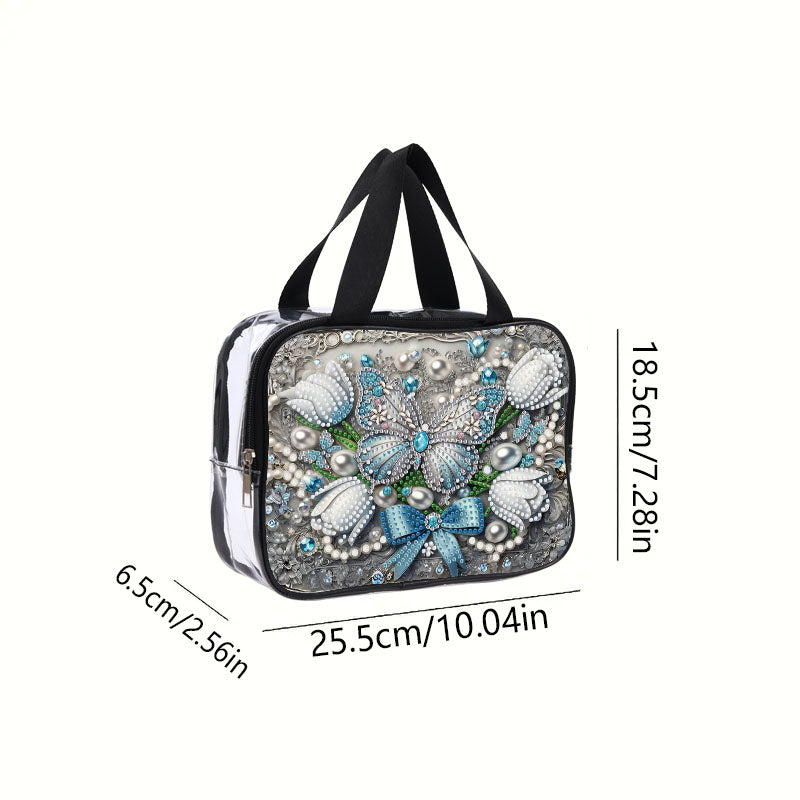 DIY Butterfly Diamond Art Rhinestone Makeup Bag Transparent PVC Storage Pack