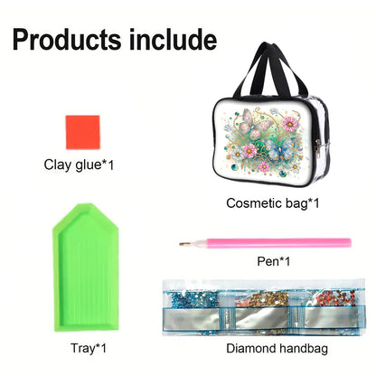 DIY Diamond Art Rhinestone Makeup Bag Crystal Transparent PVC Storage Pack Gift
