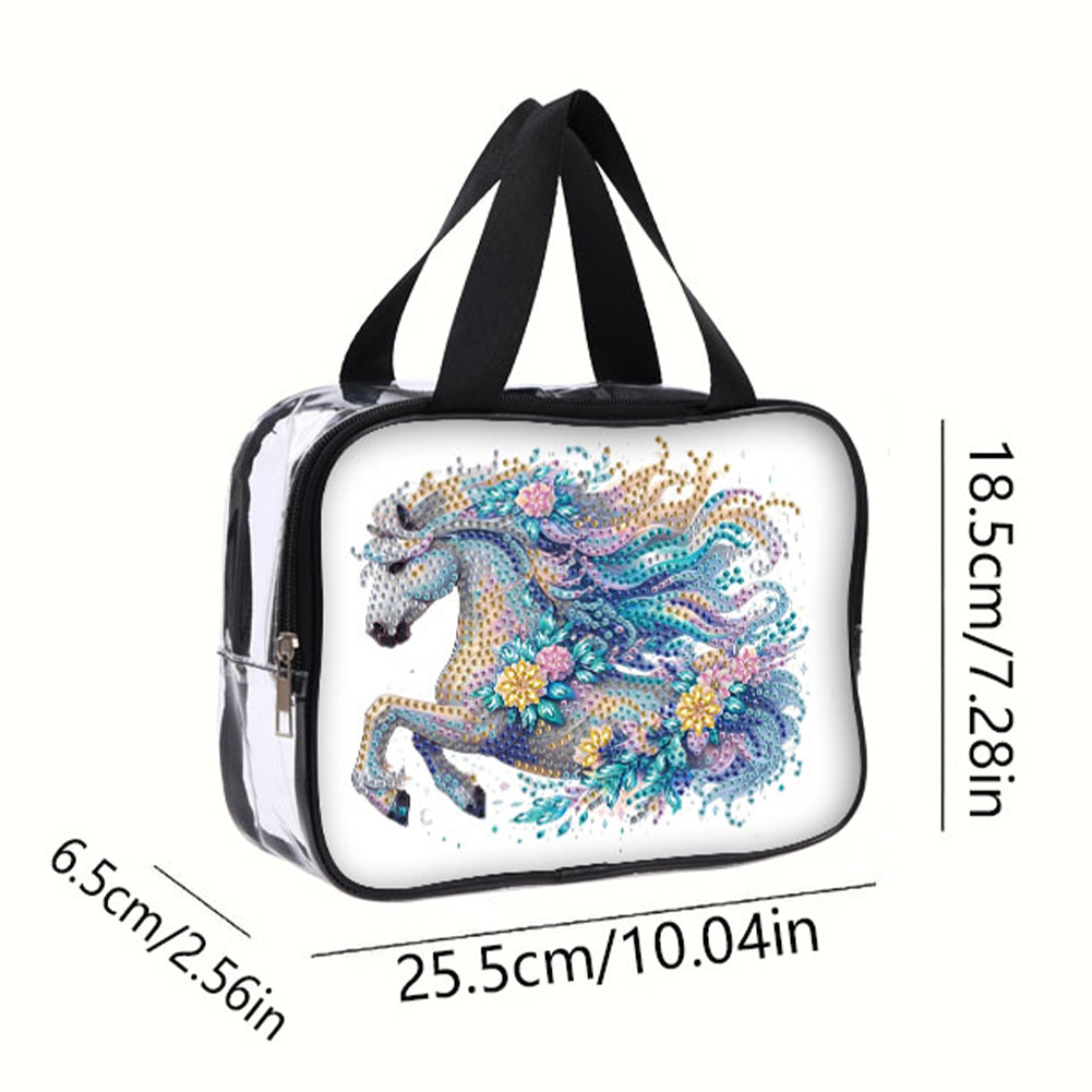 DIY Horse Diamond Art Rhinestone Makeup Bag Transparent PVC Storage Pack Gift