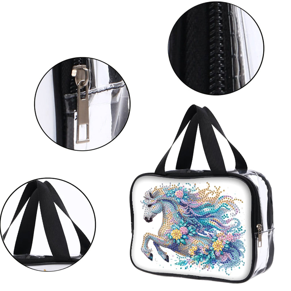 DIY Diamond Art Rhinestone Makeup Bag Crystal Transparent PVC Storage Pack Gift