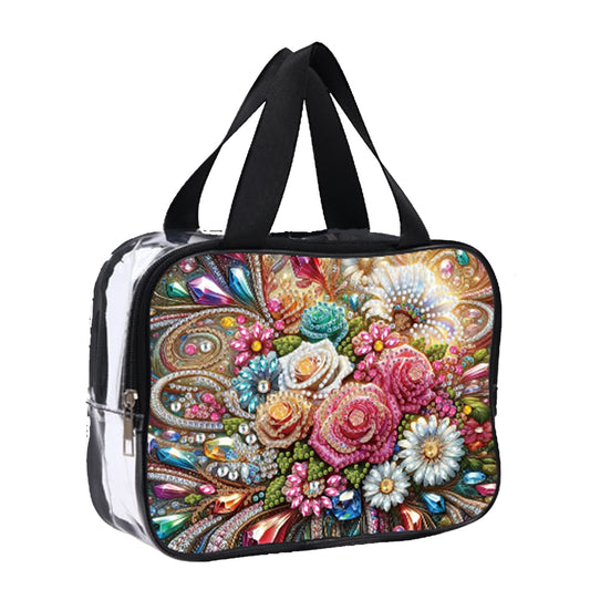 DIY Gemstone Flower Diamond Art Rhinestone Makeup Bag Transparent Storage Pack