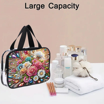 DIY Gemstone Flower Diamond Art Rhinestone Makeup Bag Transparent Storage Pack
