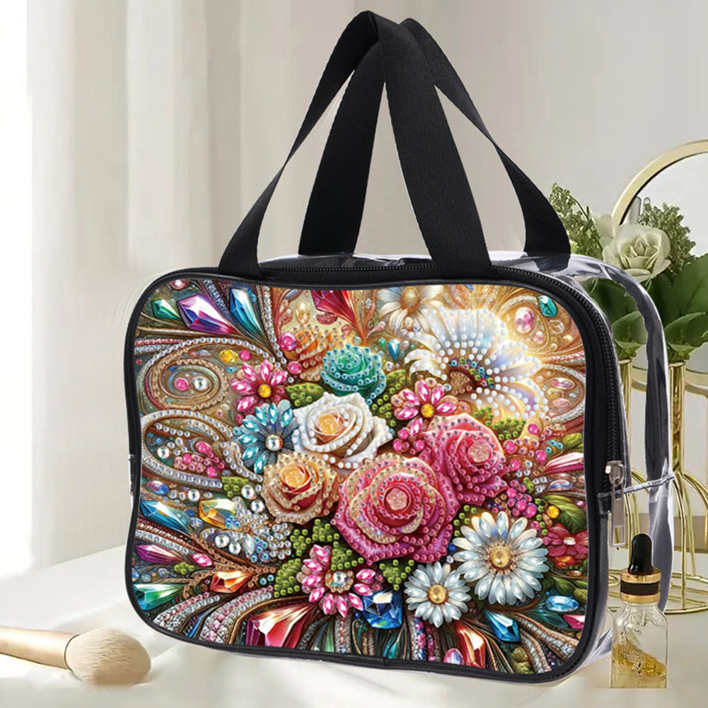 DIY Diamond Art Rhinestone Makeup Bag Crystal Transparent PVC Storage Pack Gift