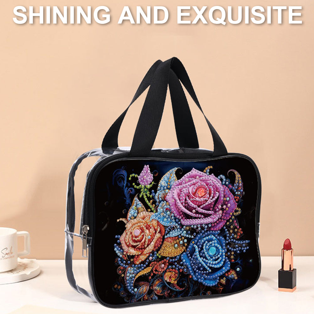 DIY Diamond Art Rhinestone Makeup Bag Crystal Transparent PVC Storage Pack Gift