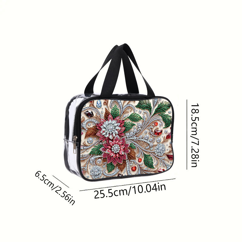 DIY Gemstone Flower Diamond Art Rhinestone Makeup Bag Transparent Storage Pack