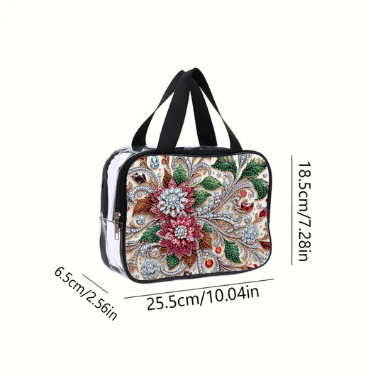 DIY Gemstone Flower Diamond Art Rhinestone Makeup Bag Transparent Storage Pack