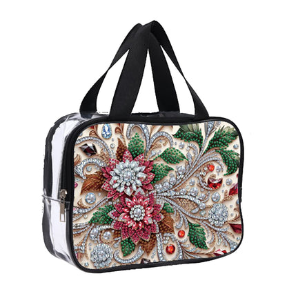 DIY Gemstone Flower Diamond Art Rhinestone Makeup Bag Transparent Storage Pack
