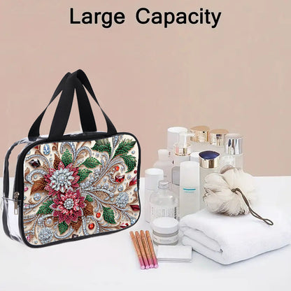 DIY Gemstone Flower Diamond Art Rhinestone Makeup Bag Transparent Storage Pack