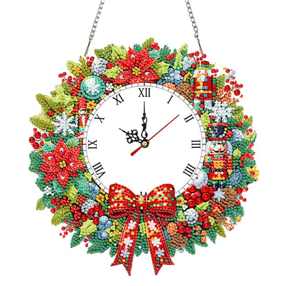 2D Flat DIY Christmas Acrylic Diamond Painting Clock Pendant for Home Decoration