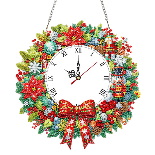 2D Flat DIY Christmas Acrylic Diamond Painting Clock Pendant for Home Decoration