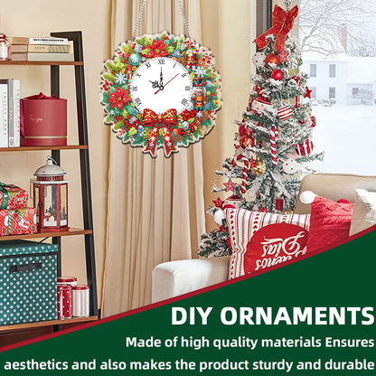2D Flat DIY Christmas Acrylic Diamond Painting Clock Pendant for Home Decoration