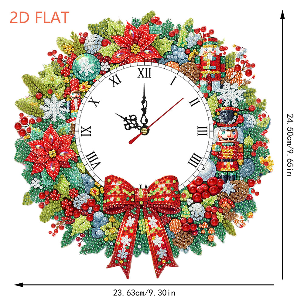 2D Flat DIY Christmas Acrylic Diamond Painting Clock Pendant for Home Decoration