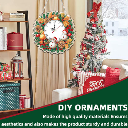 2D Flat DIY Christmas Acrylic Diamond Painting Clock Pendant for Home Decoration