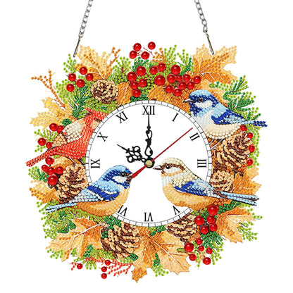 2D Flat DIY Christmas Acrylic Diamond Painting Clock Pendant for Home Decoration