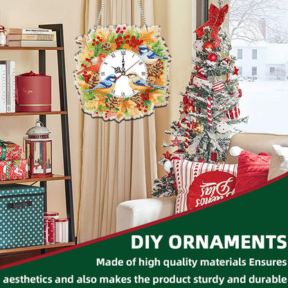 2D Flat DIY Christmas Acrylic Diamond Painting Clock Pendant for Home Decoration