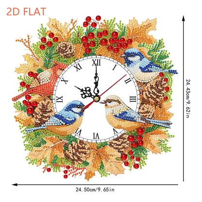 2D Flat DIY Christmas Acrylic Diamond Painting Clock Pendant for Home Decoration