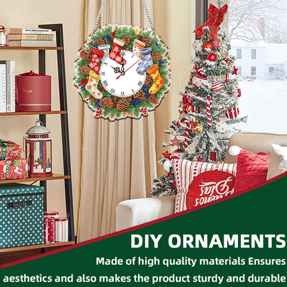 2D Flat DIY Christmas Acrylic Diamond Painting Clock Pendant for Home Decoration