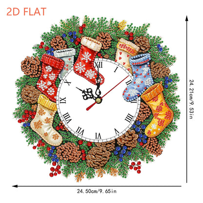 2D Flat DIY Christmas Acrylic Diamond Painting Clock Pendant for Home Decoration