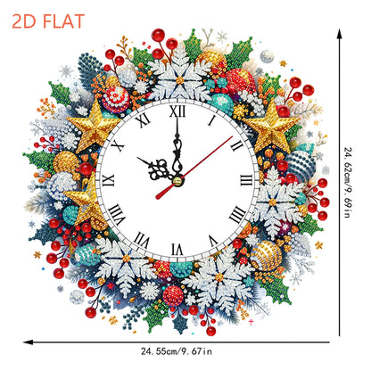 2D Flat DIY Christmas Acrylic Diamond Painting Clock Pendant for Home Decoration