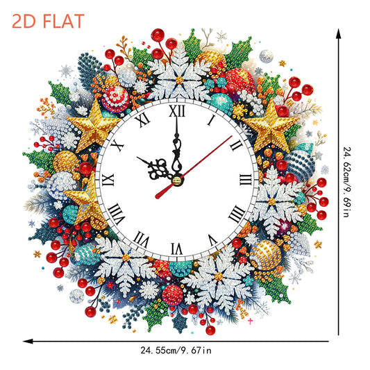 2D Flat DIY Christmas Acrylic Diamond Painting Clock Pendant for Home Decoration