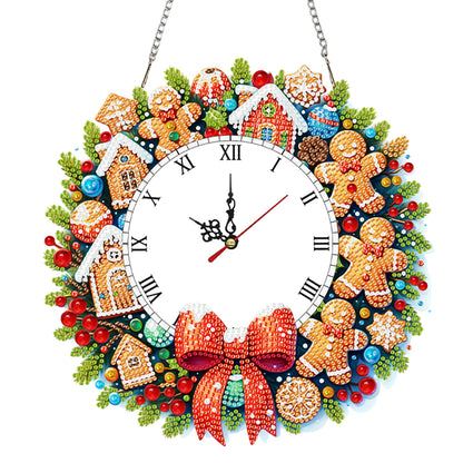2D Flat DIY Christmas Acrylic Diamond Painting Clock Pendant for Home Decoration