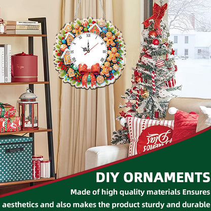 2D Flat DIY Christmas Acrylic Diamond Painting Clock Pendant for Home Decoration