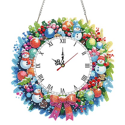 2D Flat DIY Christmas Acrylic Diamond Painting Clock Pendant for Home Decoration