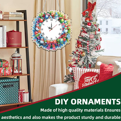 2D Flat DIY Christmas Acrylic Diamond Painting Clock Pendant for Home Decoration