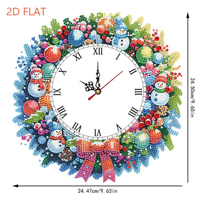 2D Flat DIY Christmas Acrylic Diamond Painting Clock Pendant for Home Decoration