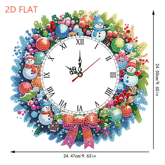 2D Flat DIY Christmas Acrylic Diamond Painting Clock Pendant for Home Decoration