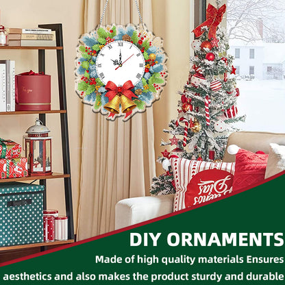 2D Flat DIY Christmas Acrylic Diamond Painting Clock Pendant for Home Decoration
