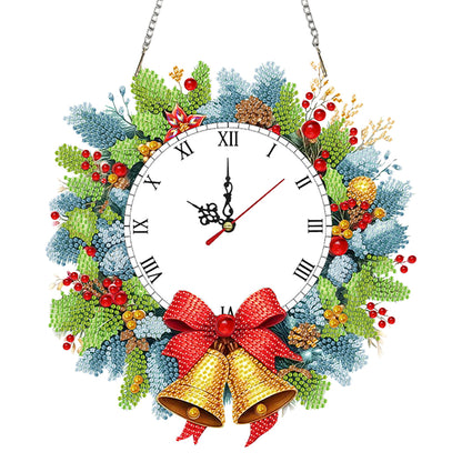 2D Flat DIY Christmas Acrylic Diamond Painting Clock Pendant Home Decoration