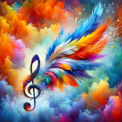 Colored Musical Note Feathers - 11CT Stamped Cross Stitch 40*40CM