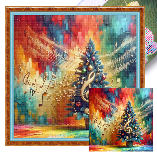 Colored Christmas Tree - 11CT Stamped Cross Stitch 40*40CM