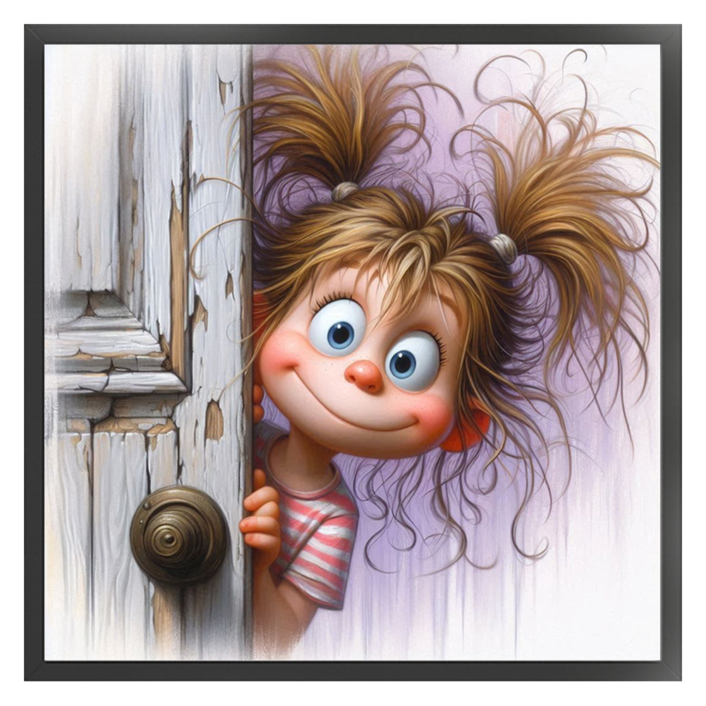 Girl Opening The Door - 11CT Stamped Cross Stitch 40*40CM
