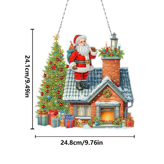 2D Flat Christmas DIY Hanging Diamond Art Kits Window Hanging Art for Home Decor