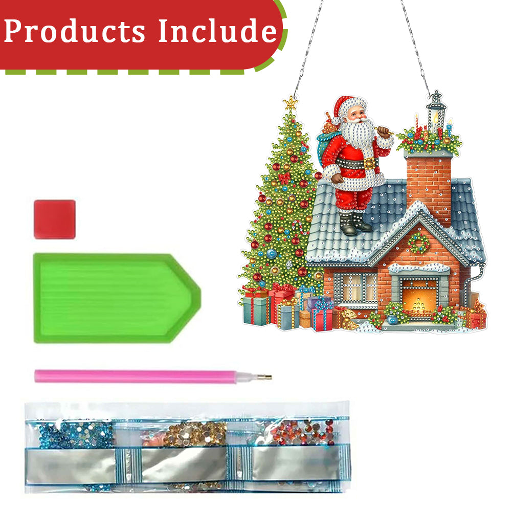 2D/Flat Xmas DIY Diamond Art Acrylic Pendant Wall Door Decoration (Santa Claus)