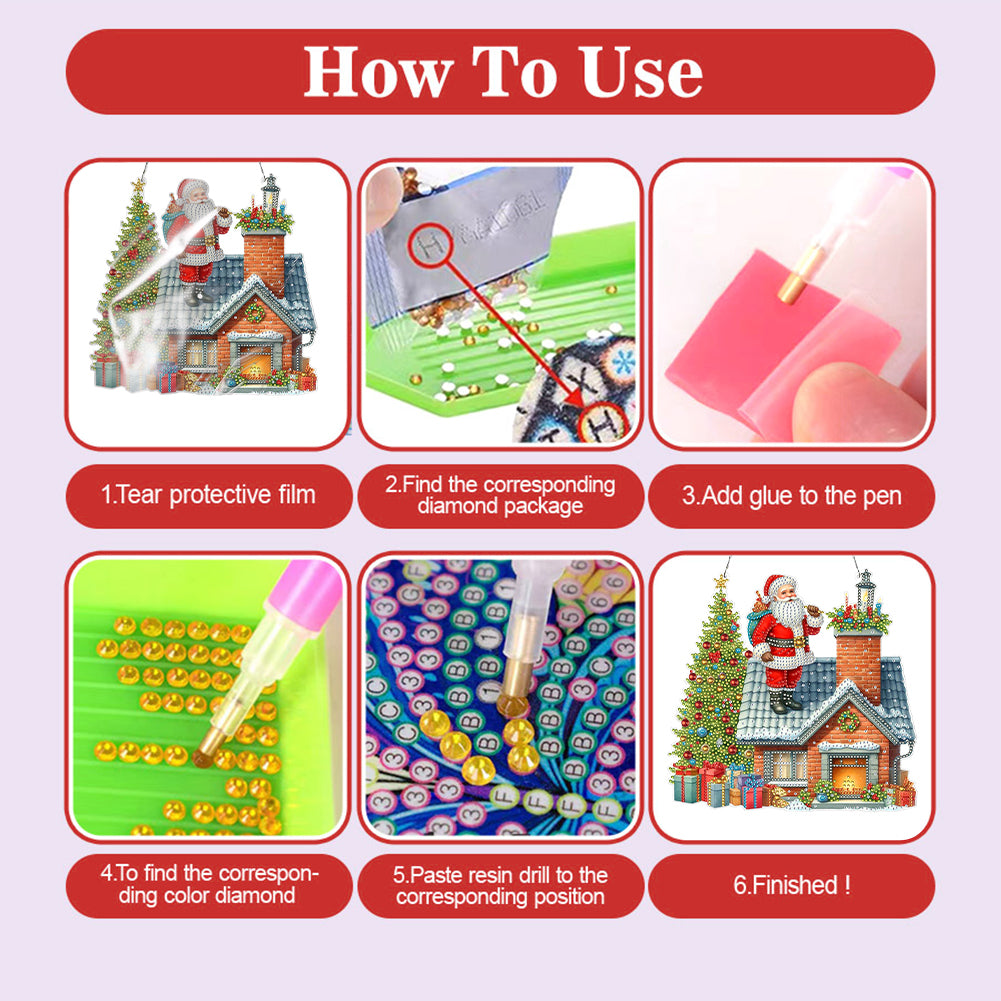2D Flat Christmas DIY Hanging Diamond Art Kits Window Hanging Art for Home Decor