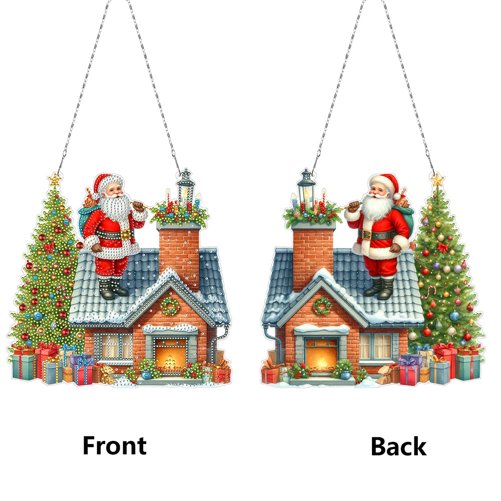 2D/Flat Xmas DIY Diamond Art Acrylic Pendant Wall Door Decoration (Santa Claus)