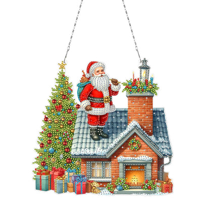 2D/Flat Xmas DIY Diamond Art Acrylic Pendant Wall Door Decoration (Santa Claus)